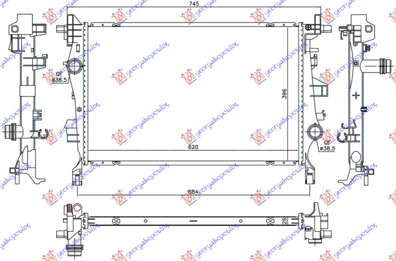 HLADNJAK MOTORA 2.0 MJTD DIESEL MAN/AUTO (620x396x26)