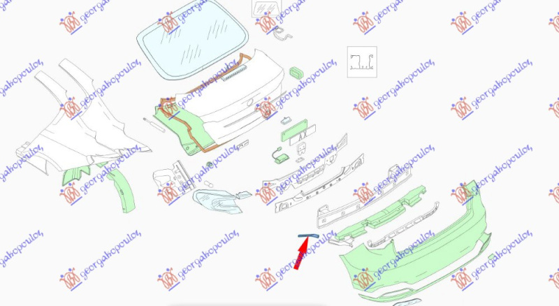 Nosač zadnjeg branika vanjska strana plastični sedan (O)