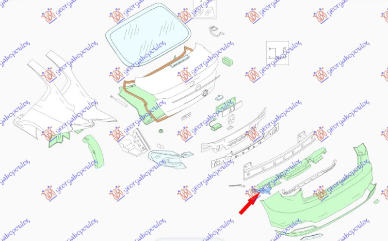 Nosač zadnjeg branika unutrašnji plastični (LIMUZINA) (O)