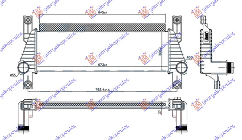 INTERCOOLER 2.2 TDCi DIESEL 11- (673x200x37)