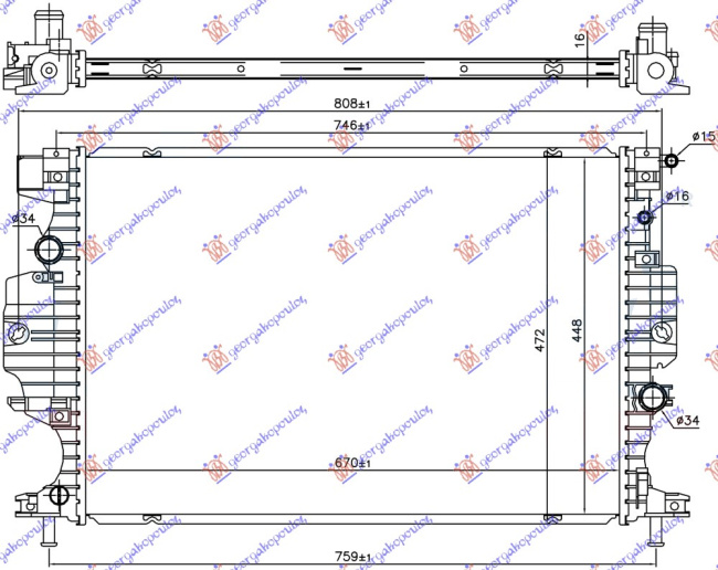 HLADNJAK MOTORA 1.5/2.0 EcoBoost BENZIN (2.0 TDCI AUTO) DIZEL (670x448x16)