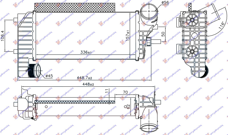 INTERCOOLER 1.5-1.6 TDCI/ECONETIC (336x157x62)