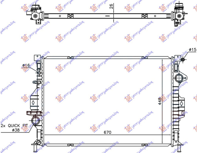 HLADNJAK MOTORA 2.0 TDCi AUTO DIESEL -15 (670x448x26)