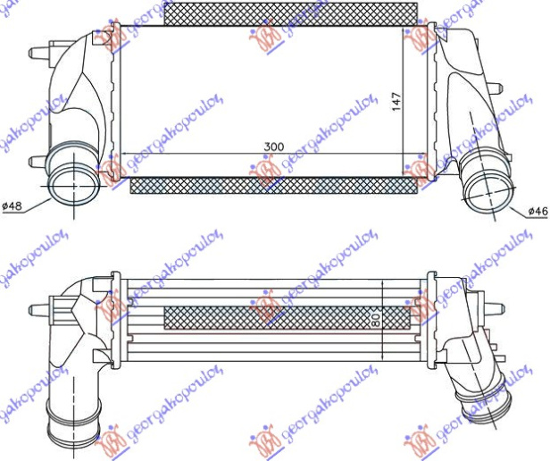 HLADNJAK INTER. 1,0i 12V TURBO (300x150x