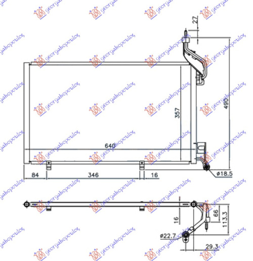 HLADNJAK KLIME 1.6 EcoBoost BENZIN (620x350x16) CIJEVI 22/18mm