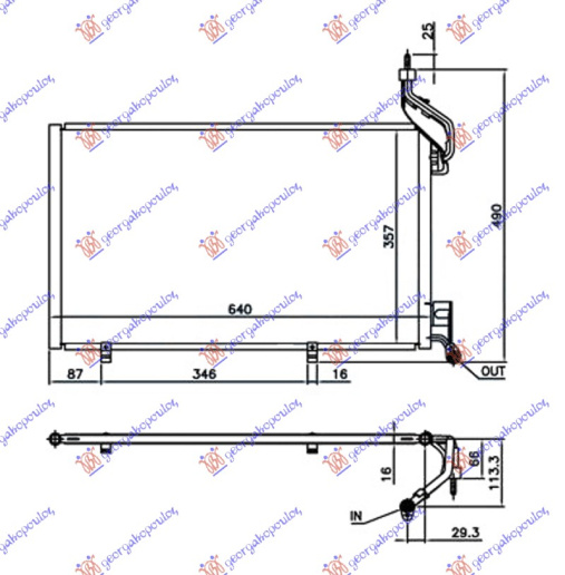 HLADNJAK KLIME 1.6 EcoBoost BENZIN (600x350x16) CIJEVI 18/18mm