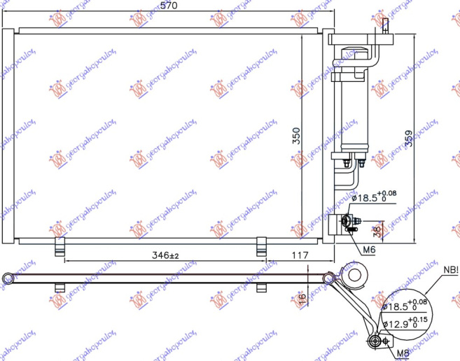 HLADNJAK KLIME 1.4-1.6 EFi BENZIN - 1.5 TDCi DIZEL (520x320x16)