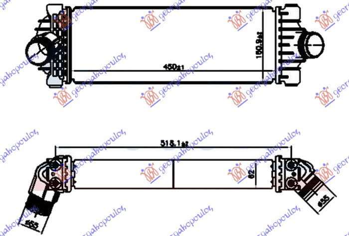 INTERCOOLER 2.0 TDCi DIESEL (450x160x62)