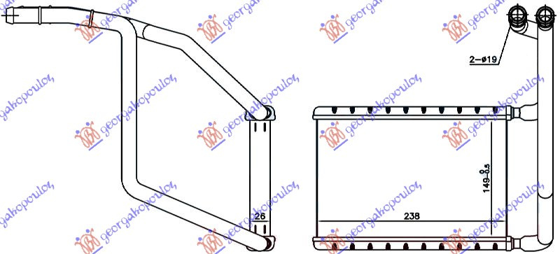 HLADNJAK KABINE (B) 2.0-2.2 TDCI +/-AC (149x238x26)