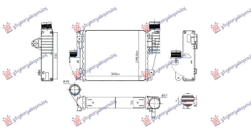 INTERCOOLER 1.5 BENZIN -1.6 DIZEL (300x248x50)