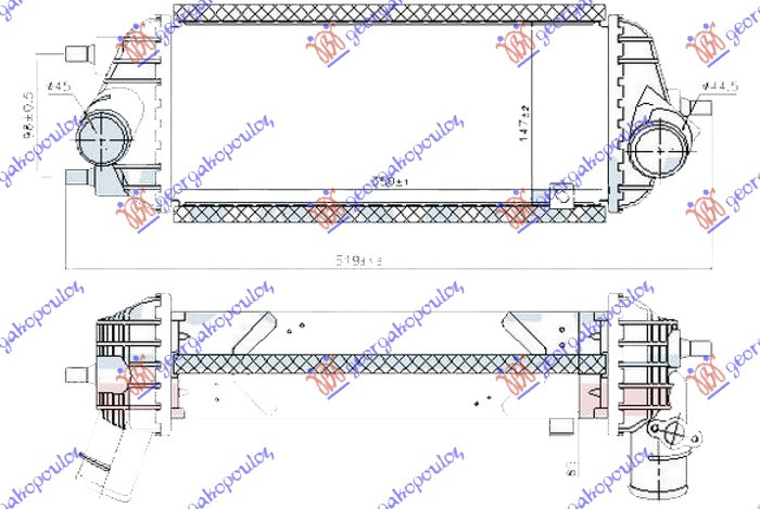 INTERCOOLER 1.7 CRDi DIESEL (350x147x85)