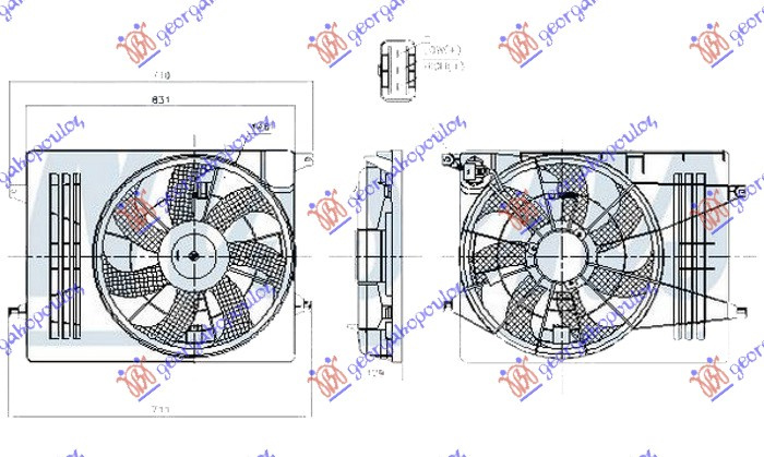 KOMPLET VENTILATORA (JEDAN) BENZIN - DIZEL (485mm) (3PIN) (400w)