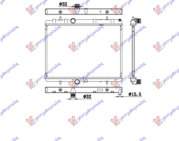 hladnjak  benzin-dizel (38x55x2.6) s izlaz s (VALEO CLASSIC)