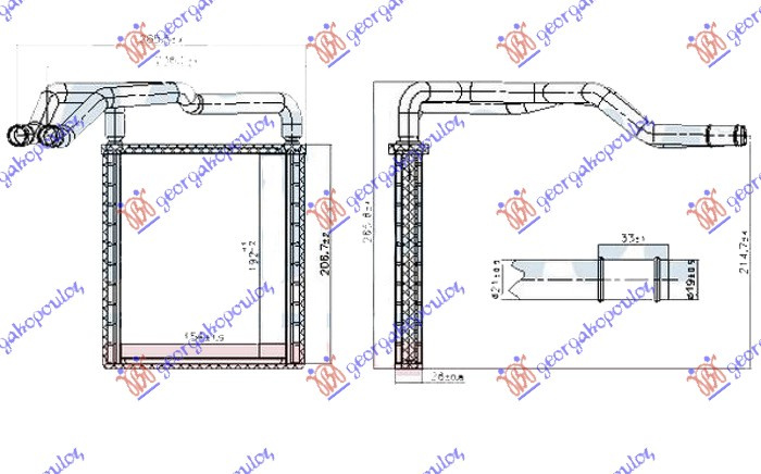 HLADNJAK KABINE 1.0 T-GDI-1.2-1.4 CVVT PETROL - 1.1-1.4 CRDI DIESEL (154x192x26) (O)