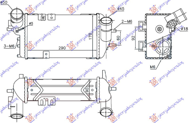 INTERCOOLER 1.6 T-GDI BENZIN (290x178x90)