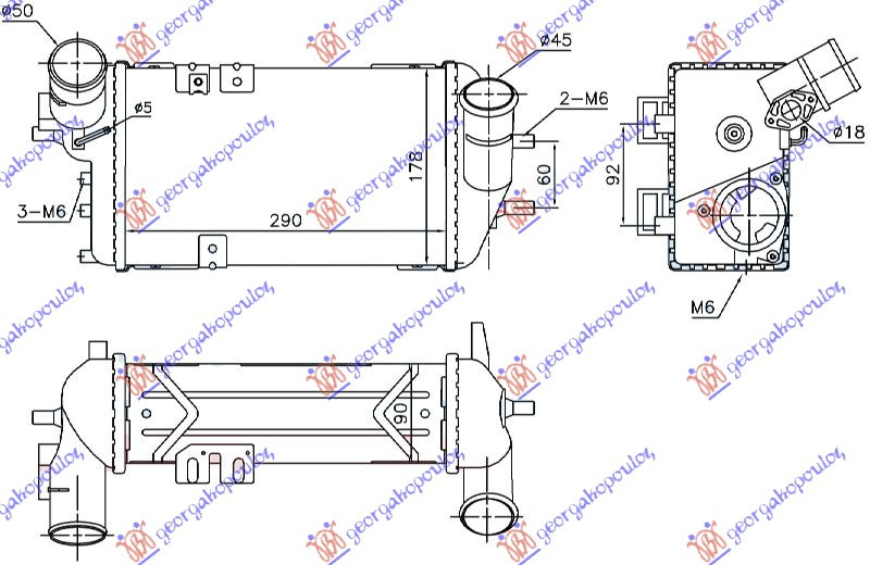 hladnjak intercoolera  1.6 T-GDI  benzin (290x178x90)