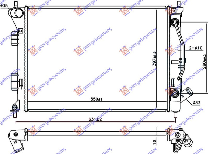 HLADNJAK MOTORA 1.6 BENZIN AUTOMATIK +/- A/C (55x39.7x1.6)