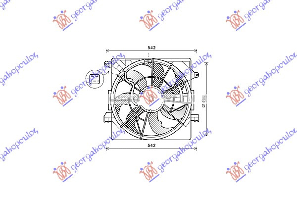 VENTILATOR KOMPLET (1.7 CRDi DIZEL) (465mm) (3 PIN)