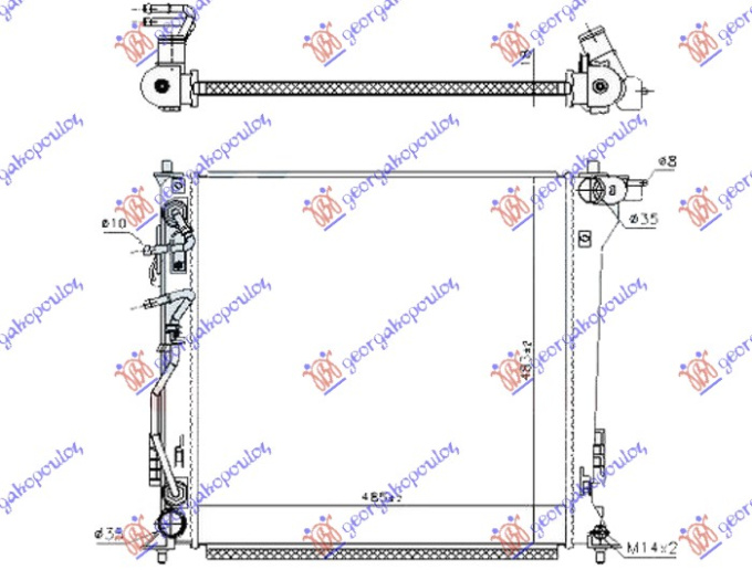 HLADNJAK MOTORA 2.0 CRDi DIESEL AUTO (485x485x18) (KOREJSKI)