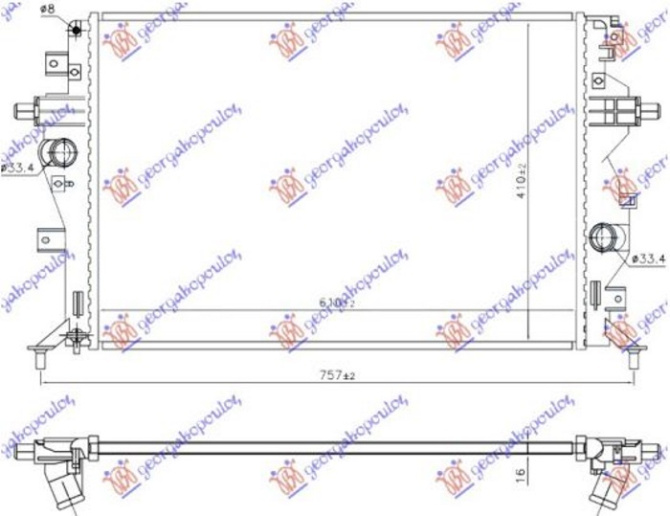 HLADNJAK MOTORA 1.6 BENZIN / HIBRID (610x410x16) (KOYO)