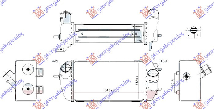 HLADNJAK INTERCOOLER 1.6 GDi /GDi TURBO BENZINAC (340x190x90)