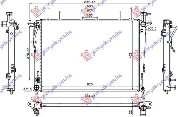 HLADNJAK ZA 2.4 BENZINSKI MOTOR. (67x48x) MAN/AUTO