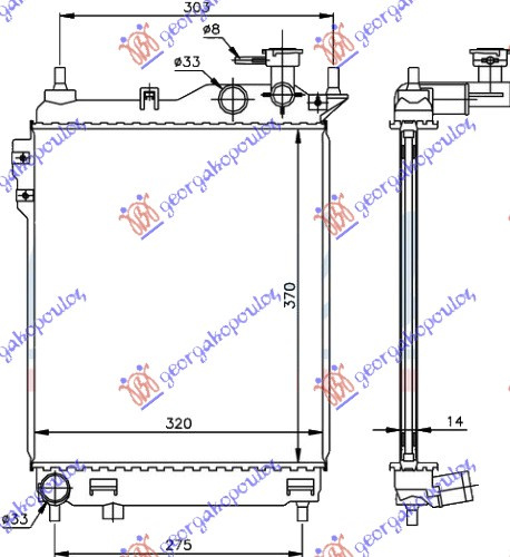 HLADNJAK 1.1-1.3 BENZINSKI +/-AC (370x320) (ventilator 21.5cm)