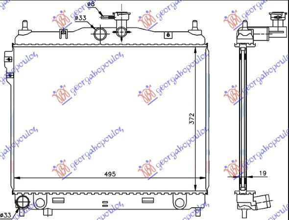 HLADNJAK MOTORA 1.6CC +/-AC (50x38) (VENTIL.23cm