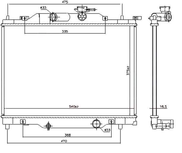 HLADNJAK MOTORA 1.5i BENZIN (375x540x16) (KOYO)