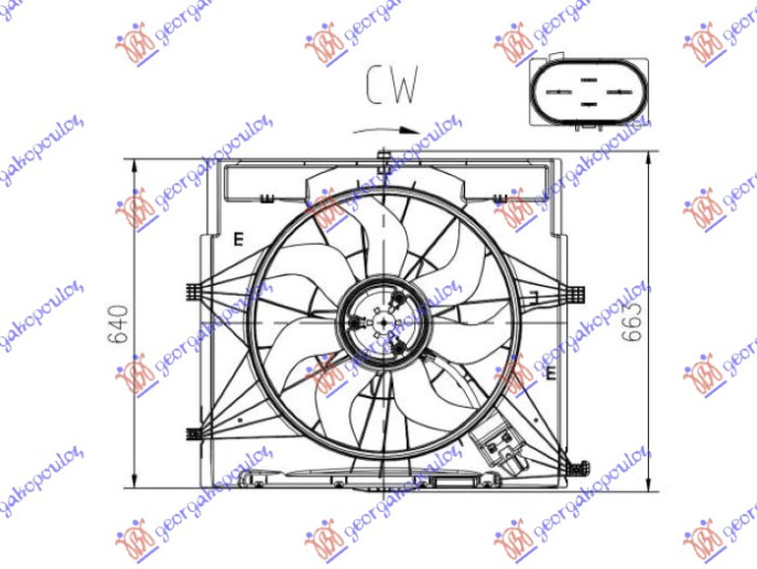 KOMPLET VENTILATORA 2.2 DIESEL (500 mm) (4 PIN)