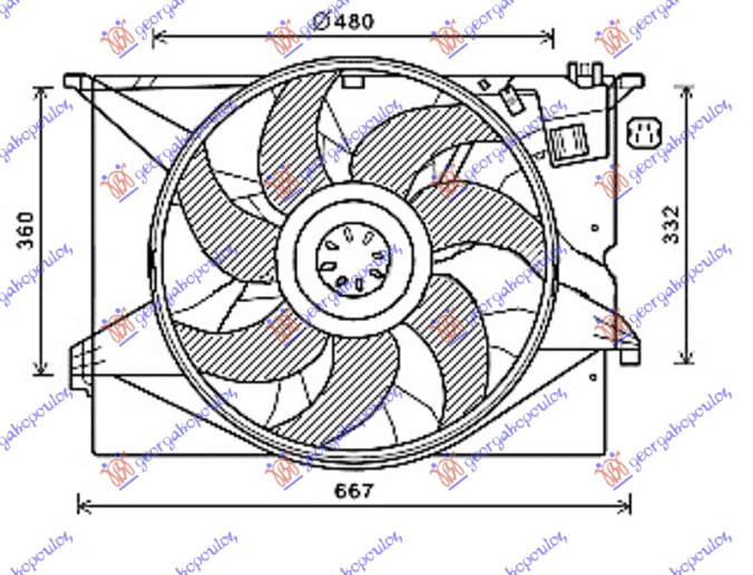 VENTILATOR KOMPLET BENZIN - DIZEL (480mm) 4PIN 600W