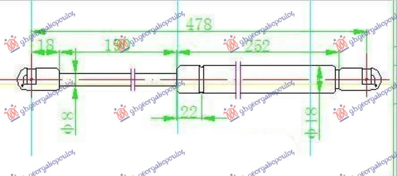 AMORTIZER GEPEK VRATA KARAVAN (479L-580N)