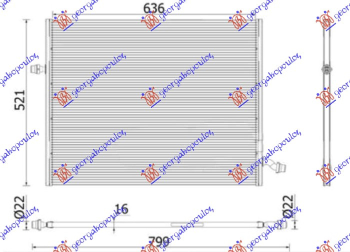 hladnjak  motora dodatni3.0-4.7-5.5-6.0  benzin -3.0-3.5  benzin /HYBRID - 2.2 dizel/HYBRID-3.0 dizel automatski (635x509) (MAHLE BEHR PREMIUM LINE)