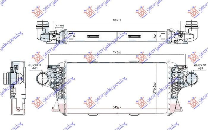 INTERCOOLER 3.0 DIESEL (545x280x50)