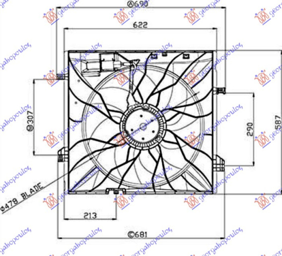 SET VENTILATORA BENZIN - DIZEL (485mm) (4 PIN) (600W)