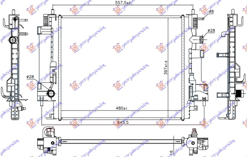 HLADNJAK MOTORA 0.9 TURBO / 1.0 12v BENZIN-ELEK (480x397x16)