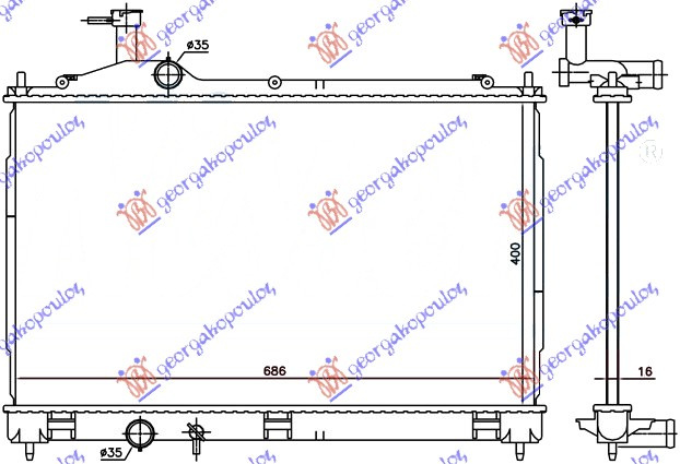 HLADNJAK MOTORA 2.0-2.4-3.0 BENZIN - 2.0 HYBRID (400x690x16)