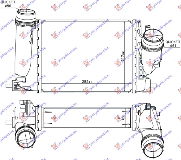 HLADNJAK INTERC. 1.6 DCi (282x218x64)