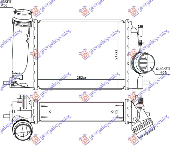 HLADNJAK INTERC. 1,5 DCi (282x217x62)