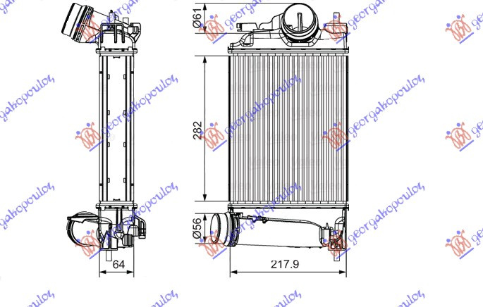 HLADNJAK INTERC. 1.6 DIG-TURBO (282x217x62)