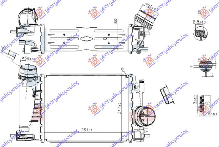 INTERCOOLER 1.3 DiG-TURBO BENZIN (280x220x80)