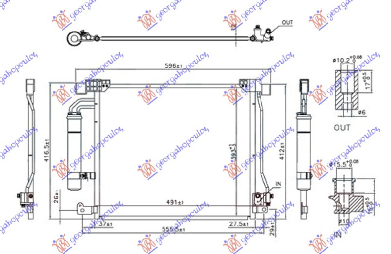 HLADNJAK KLIME 1.2 DIG TURBO - 1.5 DCI - 1.6 DIG TURBO (491x414x12) VENTIL PORED FILTRA