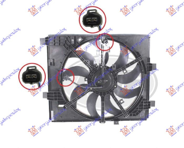 KOMPLET VENTILATORA 1.6 DIG-T BENZIN (2 KONEKTORA) (400mm) (2 + 2 PIN)