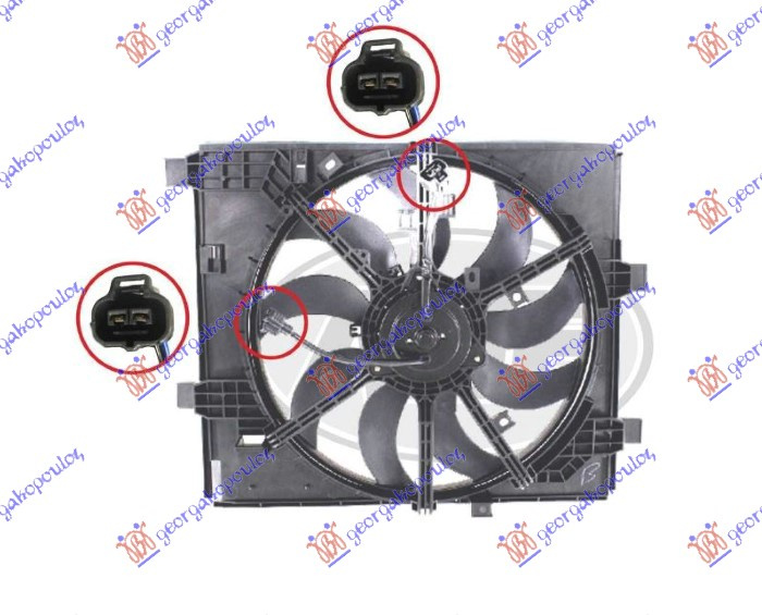 ventilator komplet 1.6 DIG-T  benzin (2 konektorS) (400mm) (2+2 pina)