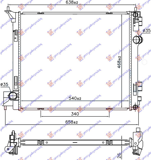 HLADNJAK MOTORA 1.6 DIG-TURBO BENZIN 1.6 dCi DIZEL (540x468x26)