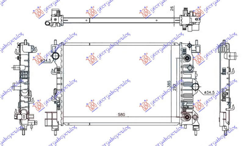 HLADNJAK MOTORA 1.6 / 1.8.16v AUTO BENZIN (580x385x26)