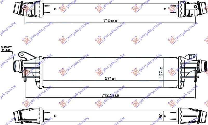 INTERCOOLER 1.0i TURBO BENZIN (571x127x50)