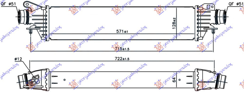 INTERCOOLER 1.6 TURBO (OPC) BENZIN (571x128x64)