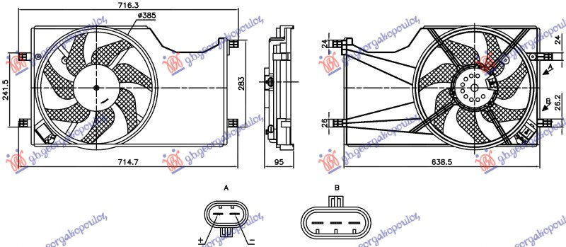 VENTILATOR KOMPLETAN 1.3 DIZEL - 1.0-1.4 BENZIN