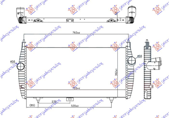 INTERCOOLER 2.2 HDi DIESEL (720x360x32)